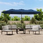 vidaXL Parasol à double tête avec LED bleu azuré 449x245 cm