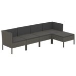 vidaXL Salon de jardin 5 Pièces avec coussins résine tressée gris