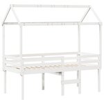 vidaXL Lit haut avec toit blanc 90x200 cm bois de pin massif