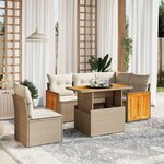 vidaXL Salon de jardin avec coussins 6 Pièces beige résine tressée