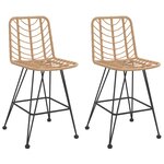 vidaXL Tabourets de bar lot de 2 45x56x103 5cm Résine tressée et acier