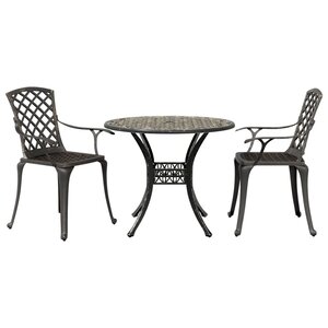 vidaXL Ensemble de bistrot 3 Pièces bronze aluminium coulé