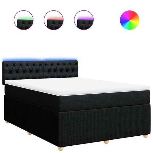 vidaXL Sommier à lattes de lit avec matelas Noir 160x200 cm Tissu
