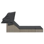 vidaXL Chaise longue double et auvent et coussins gris résine tressée