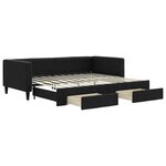 vidaXL Lit de jour avec gigogne et tiroirs noir 90x200 cm tissu