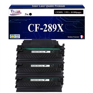 T3AZUR -3x Toners compatibles avec HP CF289X (89X) pour HP LaserJet Enterprise M528dn M528f E50145dn E52645c E52645dn