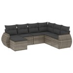 vidaXL Salon de jardin avec coussins 7 Pièces gris résine tressée