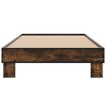 vidaXL Cadre de lit chêne fumé 100x200 cm bois d'ingénierie et métal