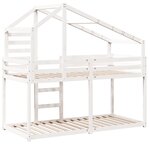 vidaXL Lit superposé avec toit blanc 90x200 cm bois de pin massif