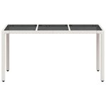 vidaXL Table de jardin avec dessus en verre blanc résine tressée