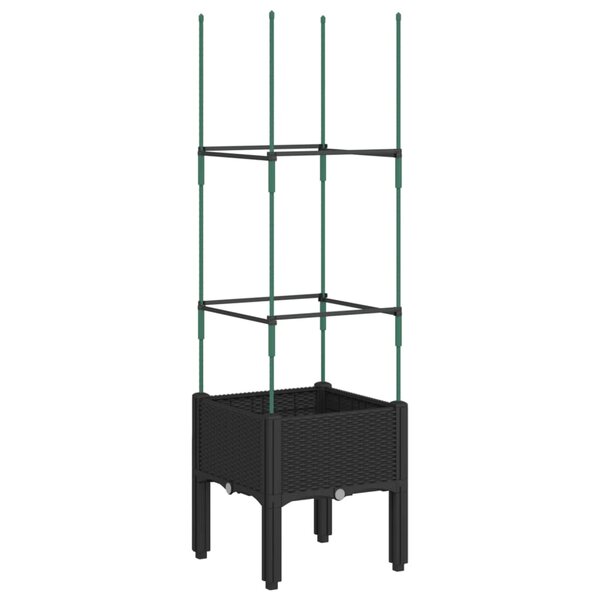 vidaXL Jardinière avec treillis noir 40x40x142 5 cm PP
