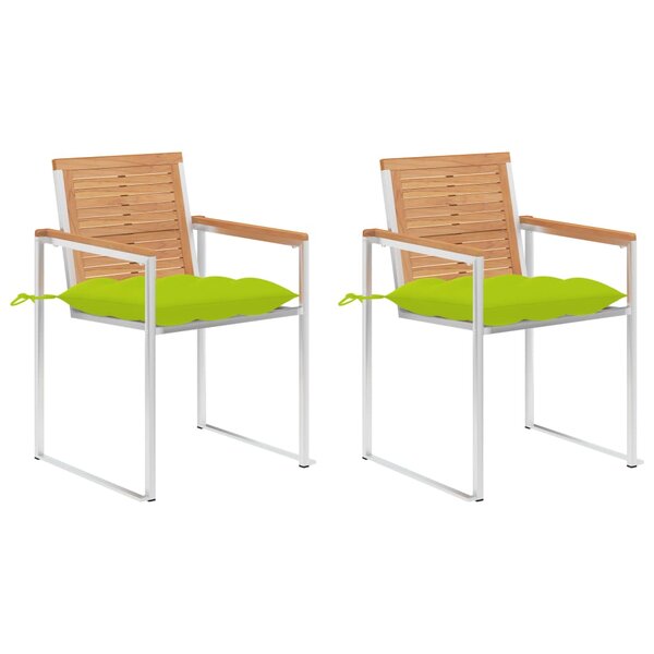 vidaXL Chaises de jardin avec coussins 2 Pièces Teck solide et acier