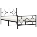 vidaXL Cadre de lit métal avec tête de lit/pied de lit noir 100x200 cm