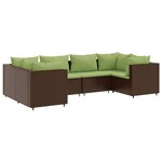 vidaXL Salon de jardin 6 Pièces avec coussins Marron Résine tressée