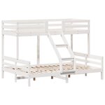 vidaXL Lit superposé 80x200/140x200 cm blanc bois de pin massif