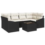 vidaXL Ensemble de salle à manger de jardin 7 pièces avec coussins en poly rattan noir