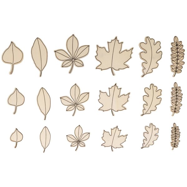 18 Mini décorations en bois - Feuilles Automne