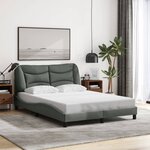 vidaXL Cadre de lit avec LED sans matelas gris foncé 120x200 cm tissu