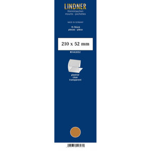 Bandes Klemmfix double soudure 210 x 52 mm pour timbres-poste. Fond - Transparent