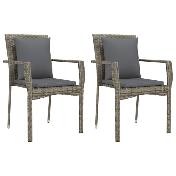 vidaXL Chaises de jardin avec coussins lot de 2 Résine tressée Gris