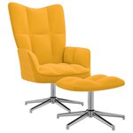 vidaXL Chaise de relaxation avec tabouret Jaune moutarde Velours