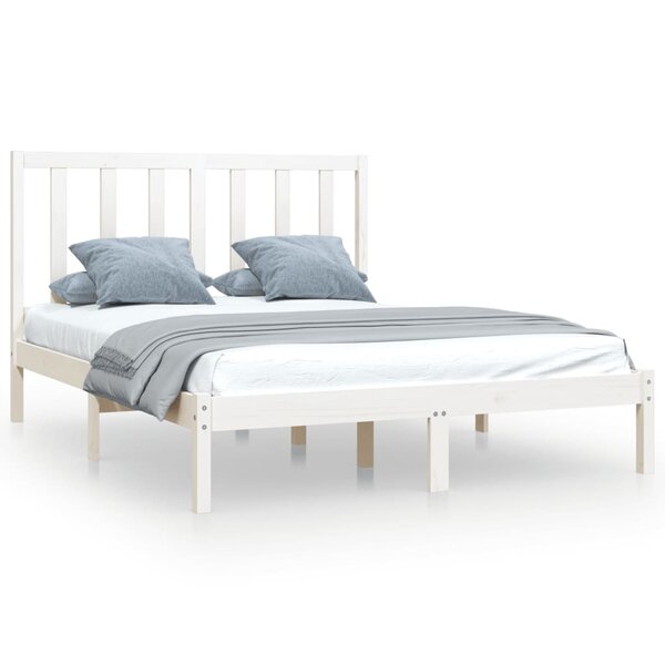 vidaXL Cadre de lit Blanc Bois de pin massif 140x190 cm