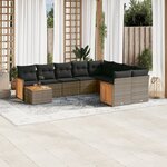 vidaXL Salon de jardin avec coussins 10 Pièces gris résine tressée