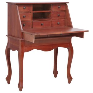 Bureau table poste de travail meuble d'ordinateur informatique étude secrétaire 78 x 42 x 103 cm bois d'acajou massif brun 02_0023935