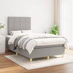 vidaXL Sommier à lattes de lit avec matelas Gris clair 120x200cm Tissu