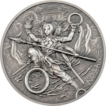 Pièce de monnaie en Argent 10 Dollars g 62.2 (2 oz) Millésime 2021 Mythology Objects NEZHA AND HIS NINE WEAPONS