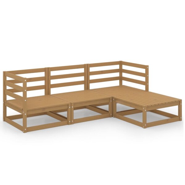vidaXL Salon de jardin 4 Pièces marron miel bois de pin massif