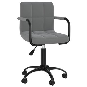 Chaise fauteuil siège pivotante de bureau informatique étude foncé velours gris 02_0024132