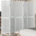 vidaXL Cloison de séparation 5 panneaux blanc bois de paulownia massif