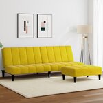 vidaXL Canapé-lit à 2 places avec repose-pied jaune velours