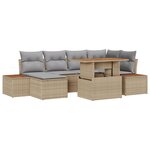 vidaXL Ensemble de salle à manger de jardin 7 pièces avec coussins en poly rotin beige et acacia