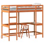 vidaXL Lit superposé avec bureau cire marron 80x200 cm bois pin massif