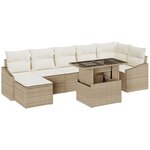 vidaXL Ensemble de canapé de jardin de 8 pièces avec coussins beige en rotin synthétique