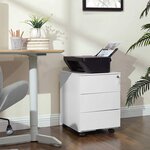 Caisson de bureau metal verrouillable avec 3 tiroirs rangement de documents papeterie préassemblé pour bureau bureau à domicile 39 x 45 x 55 cm (l x l x h) blanc 12_0003687