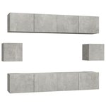 vidaXL Ensemble de meubles TV 6 Pièces Gris béton Bois d'ingénierie