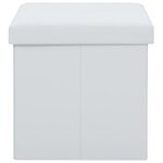 vidaXL Tabouret de rangement pliable Blanc Similicuir