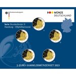 Coffret 5 pièces 2 euro commémoratives Allemagne 2023 BU – Philharmonie de l'Elbe (les 5 ateliers A, D, F, G et J)