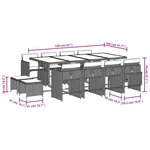 vidaXL Ensemble à manger de jardin avec coussins 13 Pièces marron rotin