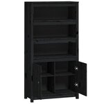 vidaXL Buffet haut Noir 80x35x154 cm Bois massif de pin