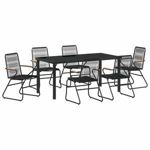 vidaXL Ensemble de salle à manger pour jardin 7 Pièces Noir Rattan PVC