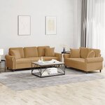 vidaXL Ensemble de canapés 2 Pièces avec coussins marron velours