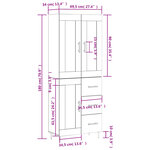 vidaXL Buffet haut Sonoma gris 69 5x34x180 cm Bois d'ingénierie
