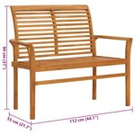 vidaXL Banc de jardin avec coussin gris 112 cm Bois de teck massif