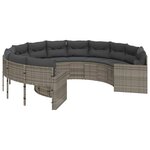 vidaXL Canapé de jardin avec coussins rond gris résine tressée