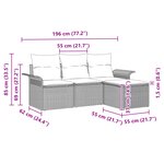 vidaXL Ensemble de canapé de jardin 4 pièces avec coussins marron en poly rotin