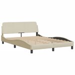 vidaXL Cadre de lit avec lumières LED crème 140x200 cm tissu